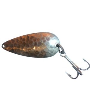 Vintage Marathon Bait Co Hammered Brass & Chrome Spoon Lure Wausau WI 2.25"